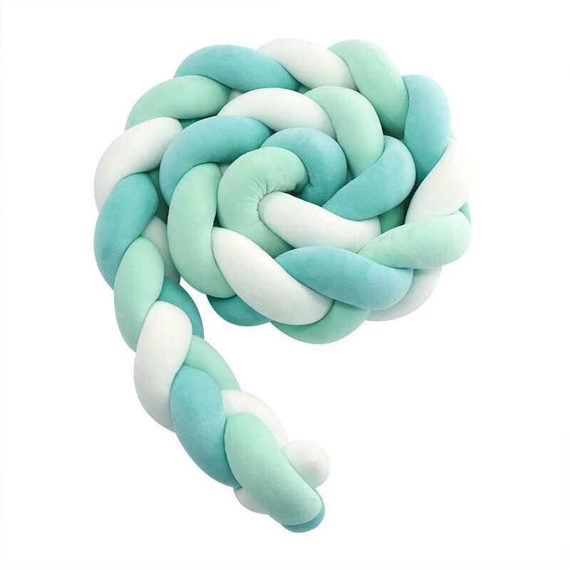 Babybett-Stoßstange – 3-gewebte Babykissen-Schlange, geflochtener Stoßschutz, Samt-Schutz, Bett-Stoßstange, Kinderzimmer für Neugeborene,