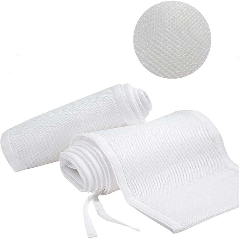 Babybettumrandung 340/160x30cm, Weiß Babybettumrandung 3D-Netzfutter Sicher für die Luftzirkulation für Babybett Geeignet für alle Arten von