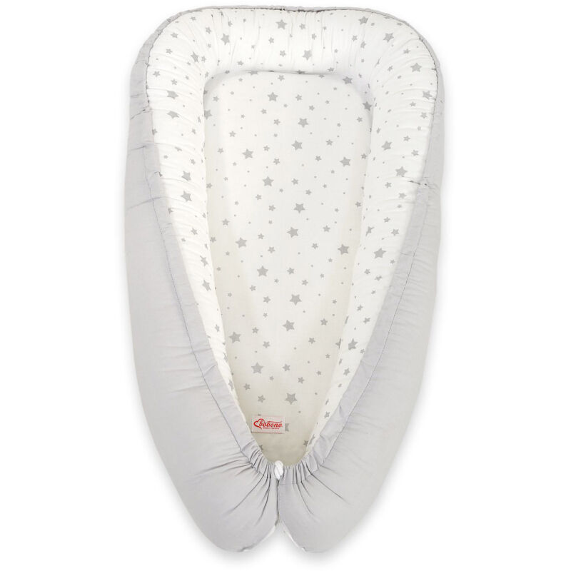Babykokon, doppelseitig, Laufstall, Wickeltuch, Premium BOBONO - Mini-Sterne, grau/grau