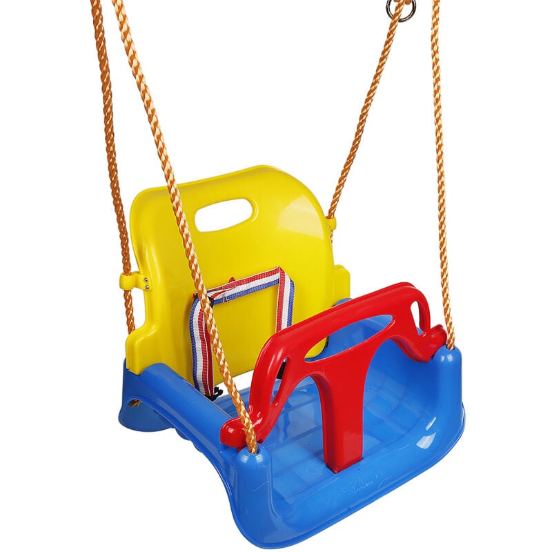 Babyschaukel 3-in-1 Schaukel Kinderschaukel outdoor, Hochwertige Schaukel inkl. Rückenlehne & Anschnallgurt