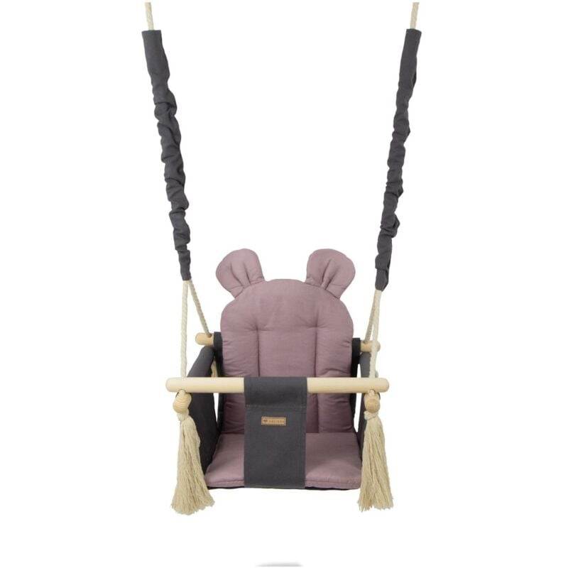Babyschaukel - Babyschaukel - mit Ohren - max. 20 kg - grau, hellrosa