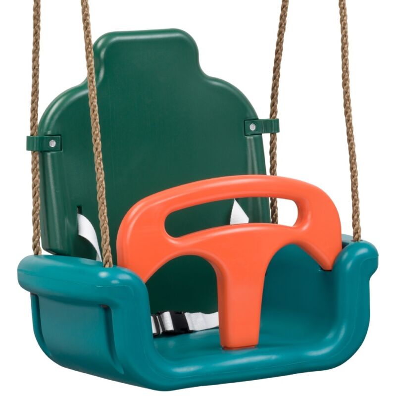 Babyschaukel Wickey mit Sicherheitsgurt für Kleinkinder in Türkisblau/Grün/Orange