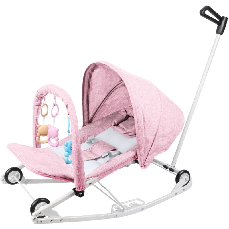 Haloyo - Babywippe Babyschaukel Babystuhl mit Spielbogen Spielzeugen 40x80x66cm Rosa