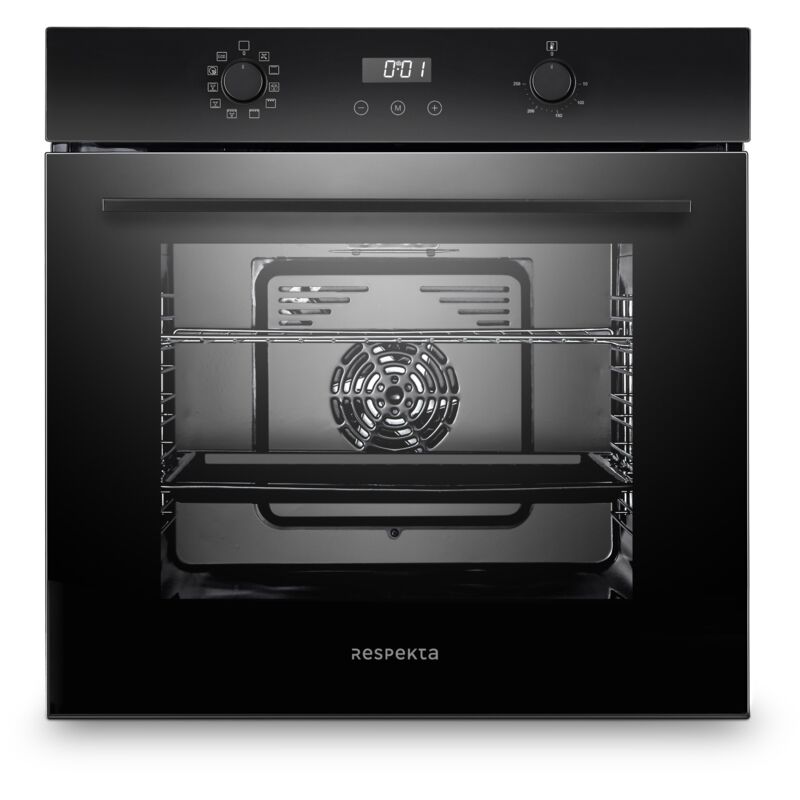 Backofen autark Einbau Herd Grill Heißluft led Timer Ofen Schwarz Respekta