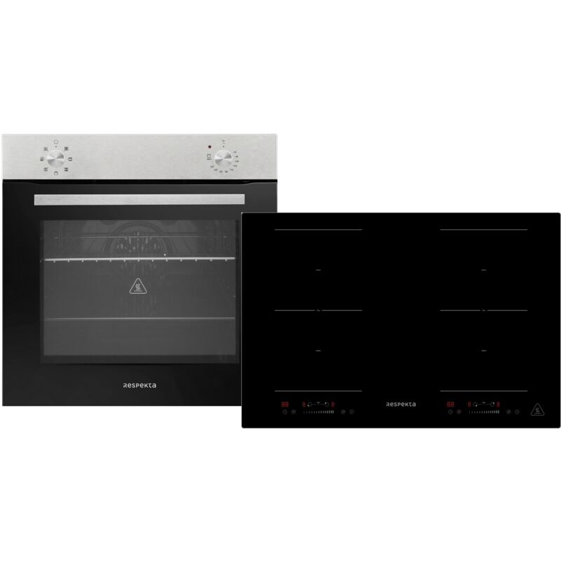 Respekta - Backofen Herd Kochfeld Herdset Induktion 77cm Timer 2 Flexzonen Slider