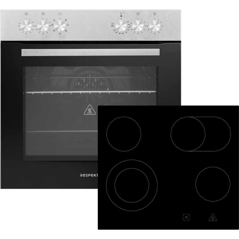 Respekta - Backofen Herdset Einbau Kochfeld Glaskeramik rahmenlos 72 l HS2201-26