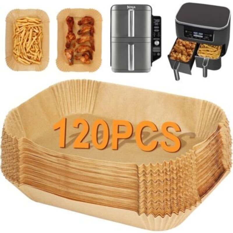 Backpapier für Ninja Air Fryer Double Stack XL SL400EU 9,5L, 120-teiliges Zubehör für Ninja Air Fryer, Pergamentpapier kompatibel mit Ninja AF300EU