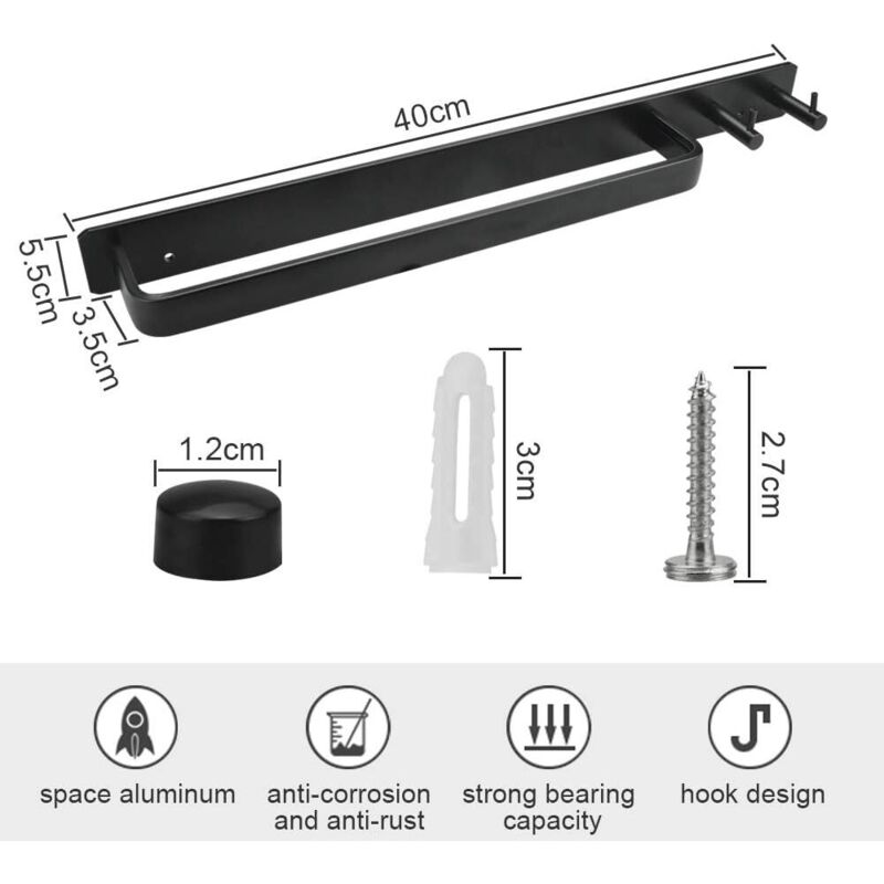Linghhang - Bad Handtuch Rack Rostfrei Handtuch Bar Aluminium Handtuch Halter Wand Montiert Handtuch Rack Handtuch Regal mit
