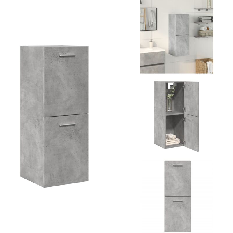 Bad-Hängeschrank Betongrau 30x30x80 cm Holzwerkstoff - Bad-Hängeschrank - Bad-Hängeschränke - Badschrank - Badezimmerschrank
