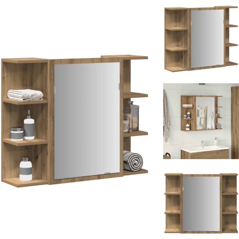 Vidaxl - Bad-Spiegelschrank Artisan-Eiche 80x20,5x64cm Holzwerkstoff - Spiegelschrank - Spiegelschränke - Badschrank Mit Spiegel - Wandschrank Mit