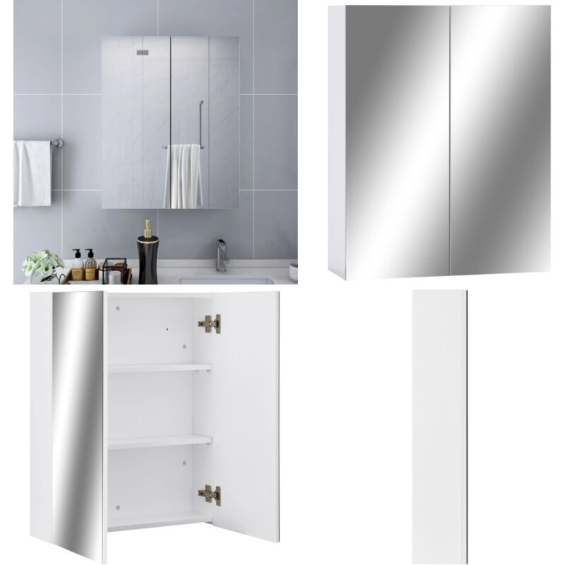 Vidaxl - Bad-Spiegelschrank Weiß 60x15x75 cm mdf - Badezimmerspiegel - Spiegelschrank - Badmöbel - Aufbewahrungsschrank - Weißer Spiegelschrank