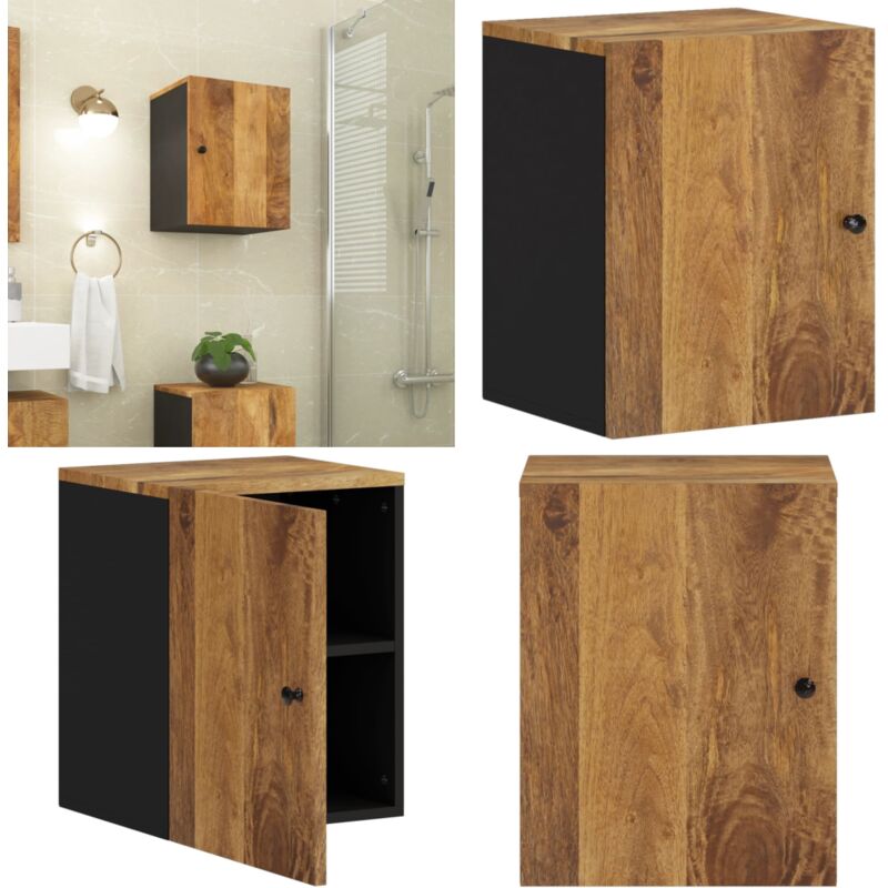 Bad-Wandschrank 38x33x48 cm Massivholz Mango - Badezimmer Schrank - Holzschrank - Wandregal Bad - Aufbewahrung Bad - Mangoholz - Home & Living