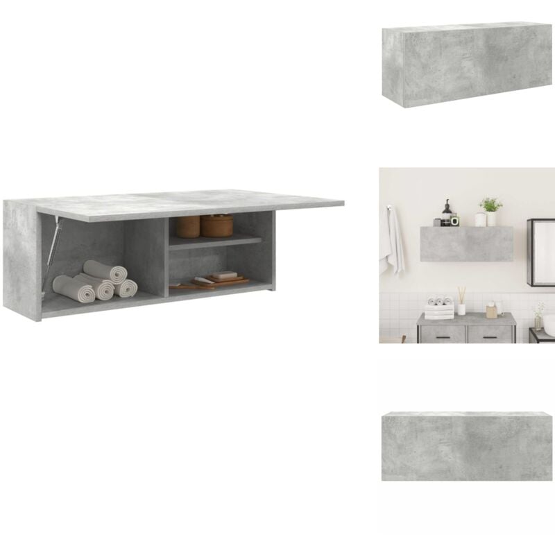Bad-Wandschrank Betongrau 80x25x30 cm Holzwerkstoff - Bad-Wandschrank - Bad-Wandschränke - Bad-Hängeschrank - Hängeschrank Bad