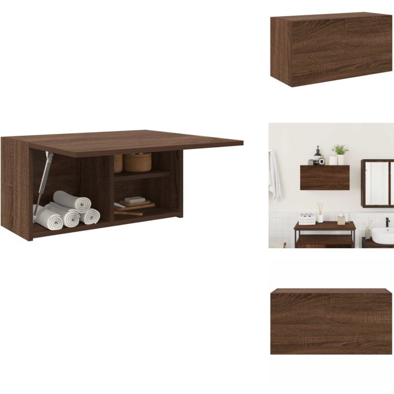 Bad-Wandschrank Braun Eichen-Optik 60x25x30 cm Holzwerkstoff - Bad-Wandschrank - Bad-Wandschränke - Bad-Hängeschrank - Hängeschrank Bad
