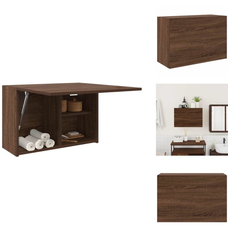 Bad-Wandschrank Braun Eichen-Optik 60x25x40 cm Holzwerkstoff - Bad-Wandschrank - Bad-Wandschränke - Bad-Hängeschrank - Hängeschrank Bad