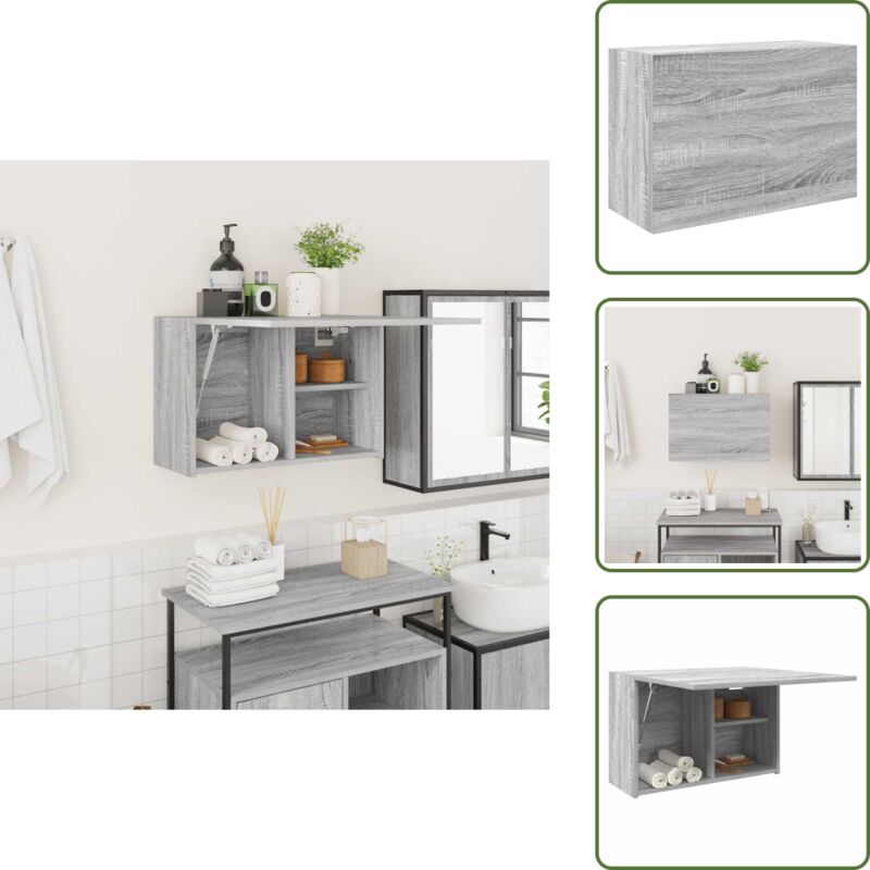 Bad-Wandschrank Grau Sonoma 60x25x40 cm Holzwerkstoff - Bad-Wandschrank - Bad-Wandschränke - Bad-Hängeschrank - Hängeschrank Bad