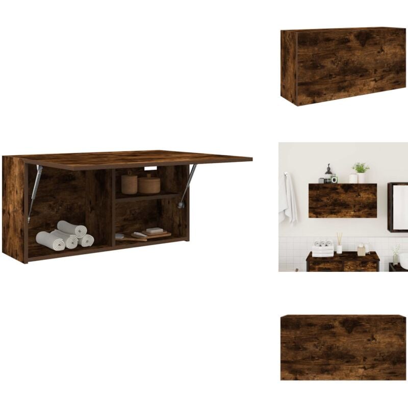Bad-Wandschrank Räuchereiche 80x25x40 cm Holzwerkstoff - Bad-Wandschrank - Bad-Wandschränke - Bad-Hängeschrank - Hängeschrank Bad