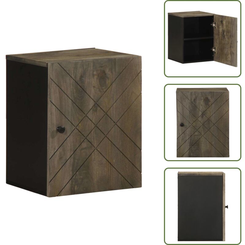 Bad-Wandschrank Schwarz 38x33x48 cm Massivholz Mango - Badschrank - Badschränke - Bad-Wandschrank - Bad-Hängeschrank
