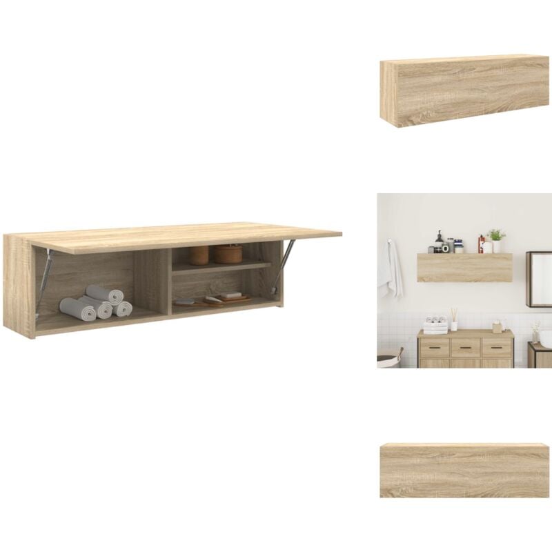 Bad-Wandschrank Sonoma-Eiche 100x25x30 cm Holzwerkstoff - Bad-Wandschrank - Bad-Wandschränke - Bad-Hängeschrank - Hängeschrank Bad