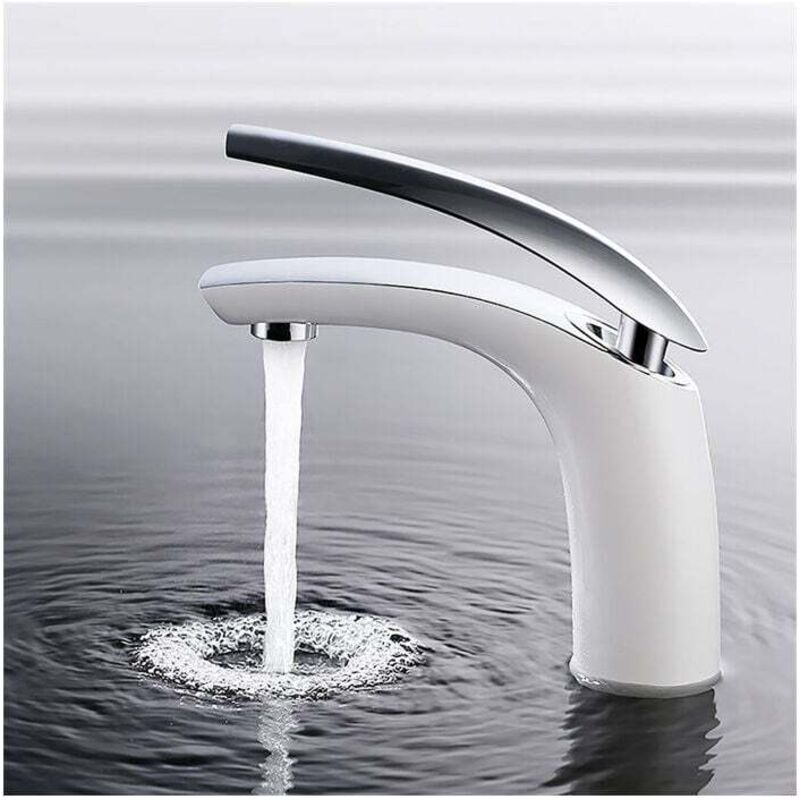 Sjqka - Badarmatur Weiß Waschtischarmatur Waschbeckenarmatur Wasserhahn Bad Mischbatterie Bad Armatur Einhebelmischer für Badzimmer Weiß