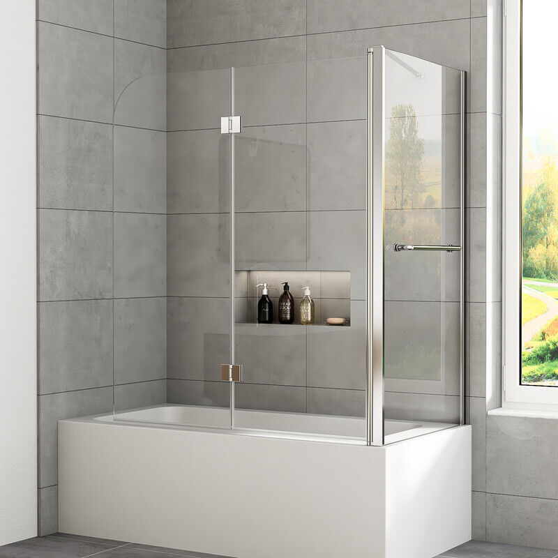 Boromal - Badewannenaufsatz 70 x 120 x 140cm Duschwand für Badewanne Duschkabine 5mm Nano Glas Badewannen Duschwand Faltbar Badewanne Duschtrennwand