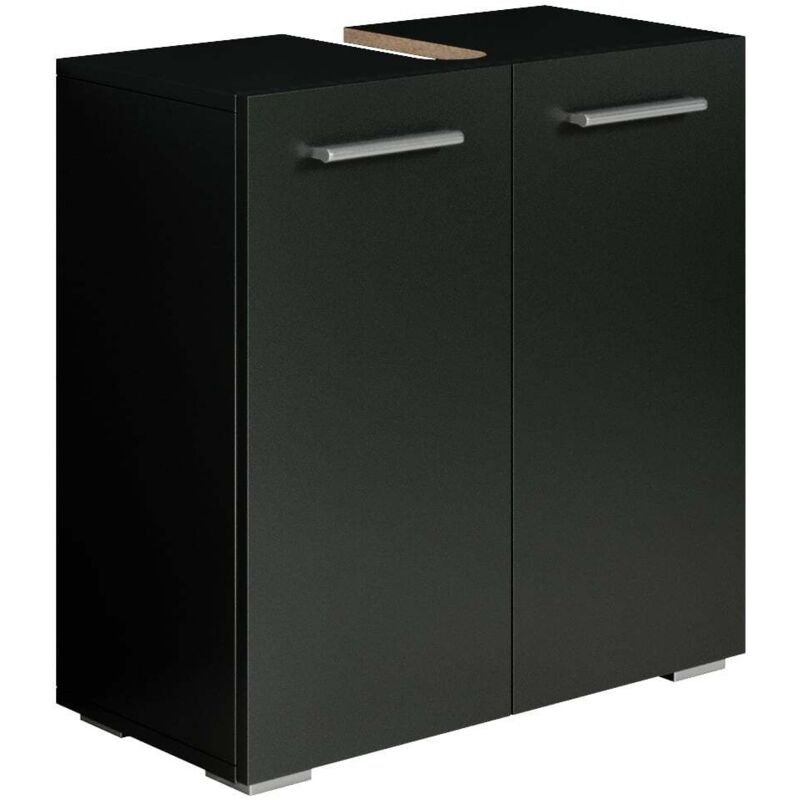 Badplaats - Badezimmer Badmöbel Jupiter 60cm Schwarz - Unterschrank Badmöbel