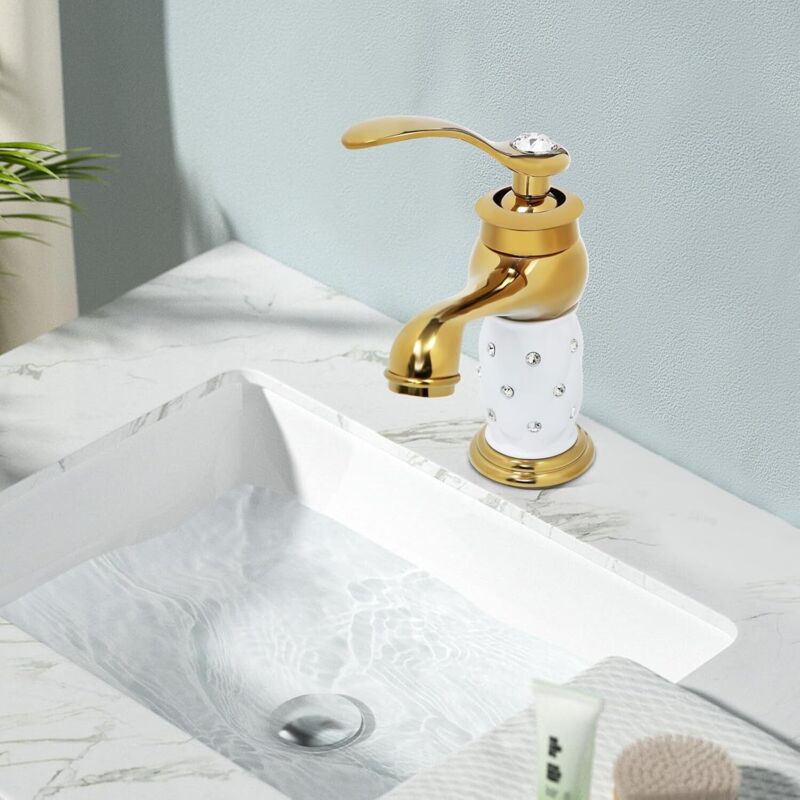 Badezimmer Becken Wasserhahn mit Diamant Elegante Wasserhahn, Kaltwasserhahn Messing Becken Wasserhahn, geeignet für Badezimmer Küche