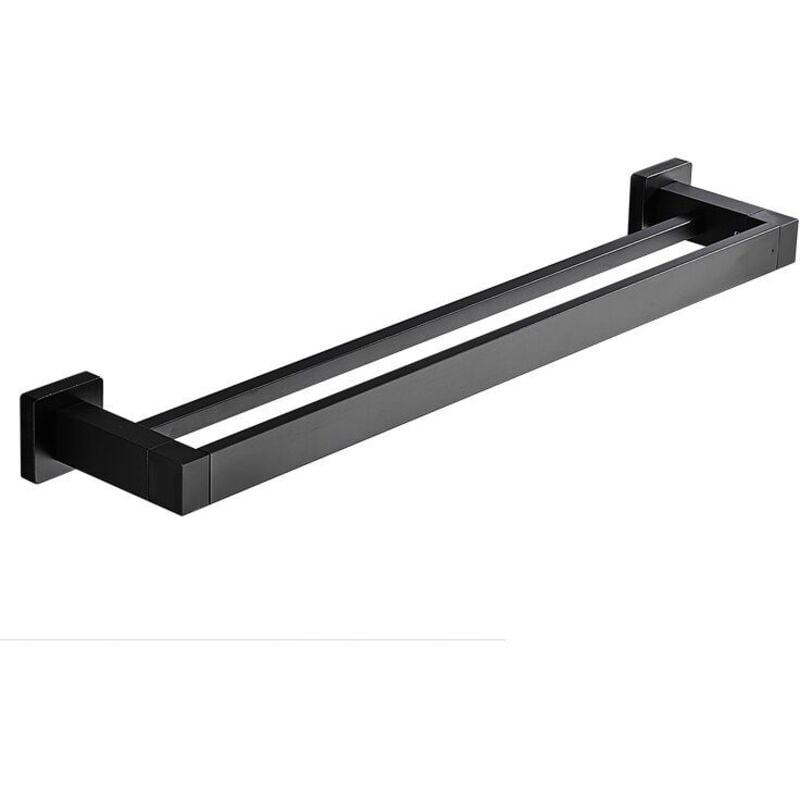 Doppelter Handtuchhalter fürs Badezimmer, schwarzer, an der Wand montierter, selbstklebender Handtuchhalter, Handtuchhalter fürs Badezimmer ohne