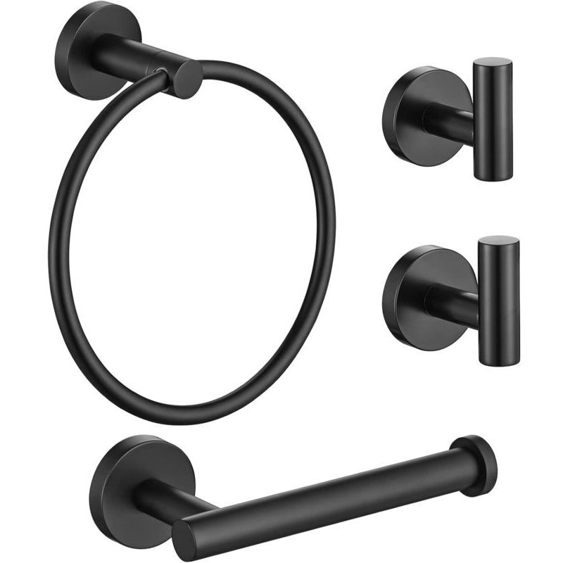 Badezimmer-Hardware-Set, 4-teilig, mattschwarzer Edelstahl, inklusive Handtuchhalter und 2 Handtuchhaken, Badezimmer-Wandbefestigung