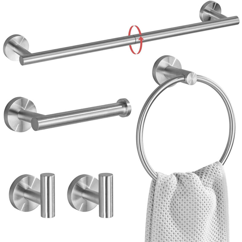 Badezimmer-Hardware-Set, 5-teilig, 23,6 Zoll Handtuchstangen-Set, Edelstahl, Wandmontage, Badezimmer-Hardware-Zubehör-Set