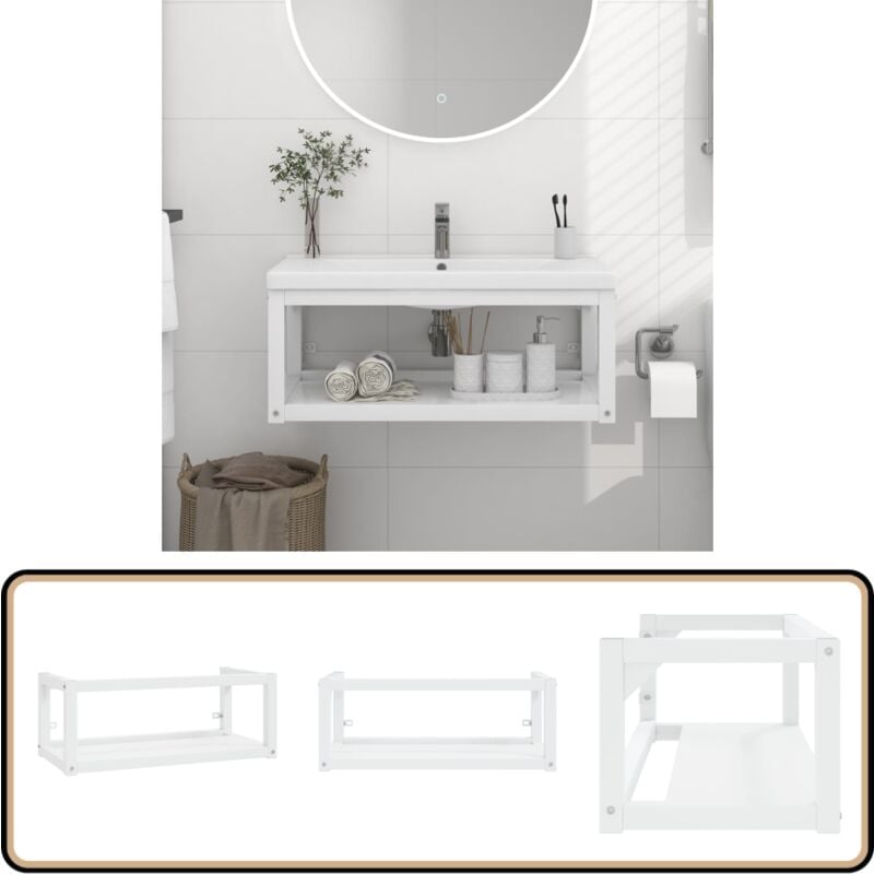 Badezimmer Wand-Waschtischgestell Weiß 79x38x31 cm Eisen - Badezimmer Möbel - Wandmontage - Waschtischgestell - Weißes Badezimmer
