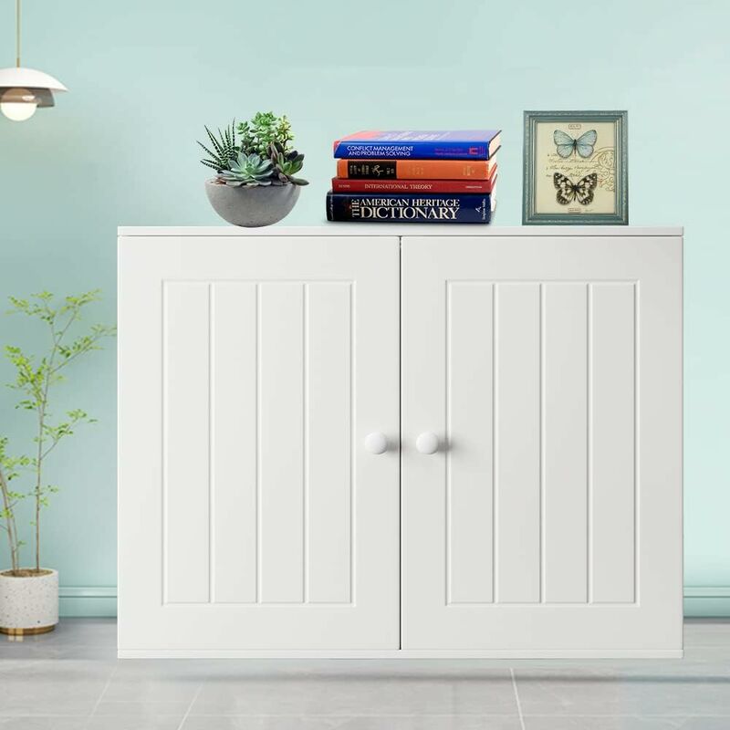 Badezimmer-Wandschränke Weiße Badezimmer-Aufbewahrungsschränke mit 2-Türen und justierbaren Regalen