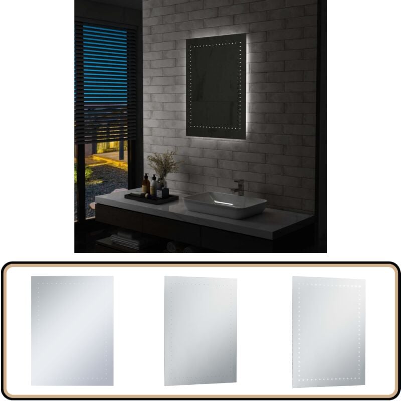 Vidaxl - Badezimmer-Wandspiegel mit LEDs 60x80 cm - LED-Spiegel - Badezimmer-Spiegel - Wandspiegel - Kosmetikspiegel - Make-up-Spiegel