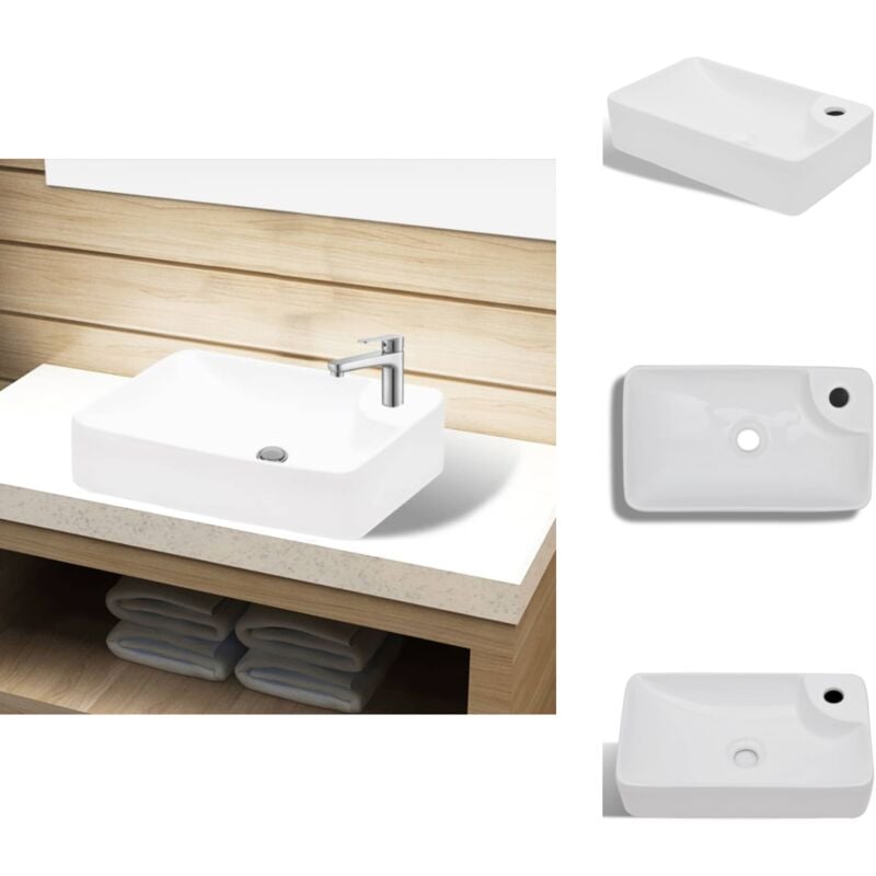 Vidaxl - Keramik Waschbecken mit Hahnloch weiß - Waschbecken - Keramik Waschbecken - Weiße Waschbecken - Badezimmer Waschbecken - Aufputz Waschen