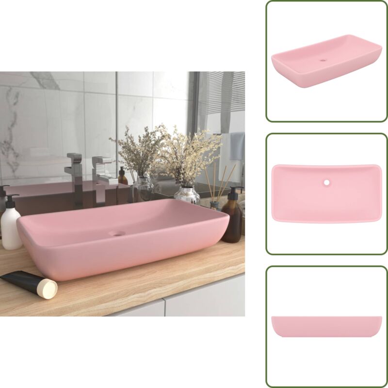 Vidaxl - Luxus-Waschbecken Rechteckig Matt Rosa 71x38 cm Keramik - Waschbecken - Keramikwaschbecken - Mattrosa Waschbecken - Einbauwaschbecken