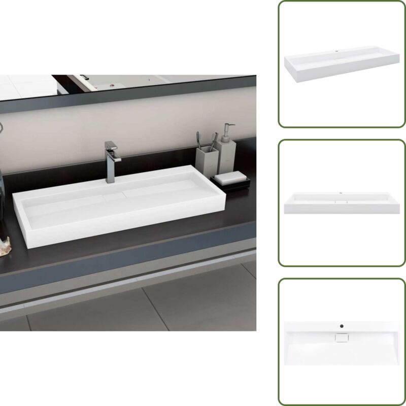 Vidaxl - Waschbecken 120 x 46 x 11 cm Mineralguss/Marmorguss Weiß - Mineralguss Waschbecken - Wandmontage - Aufsatzwaschbecken - Weißes Waschbecken