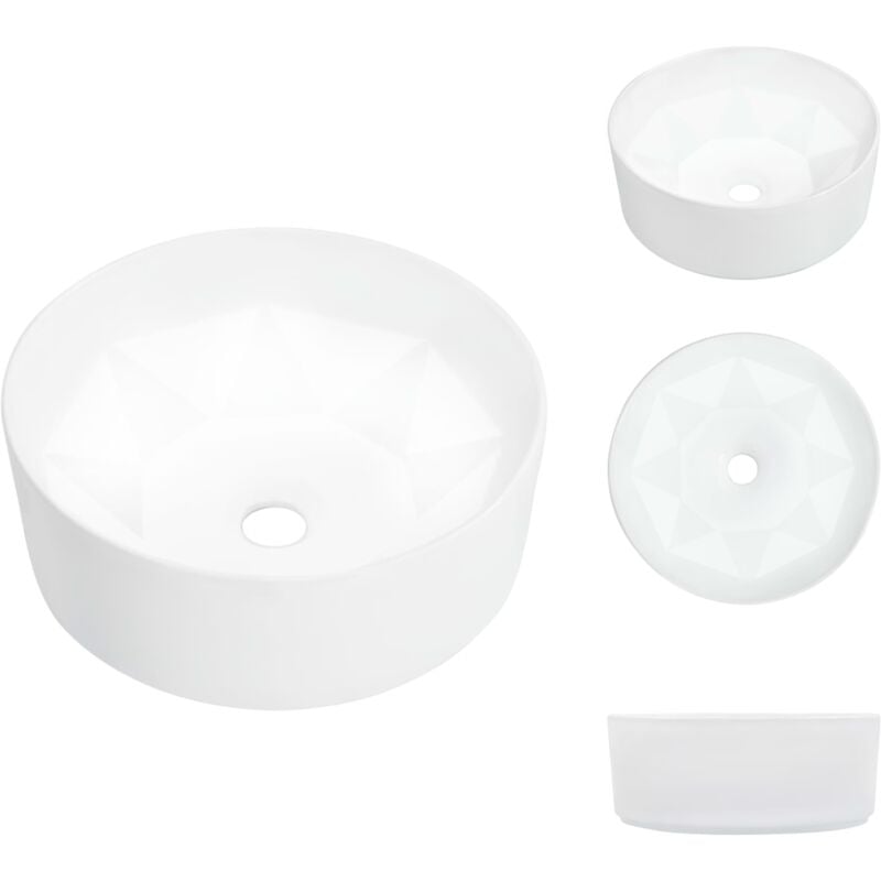 Vidaxl - Waschbecken 36 x 14 cm Keramik Weiß - Rundes Waschbecken - Keramik Waschbecken - Weißes Waschbecken - Aufsatzwaschbecken - Designer
