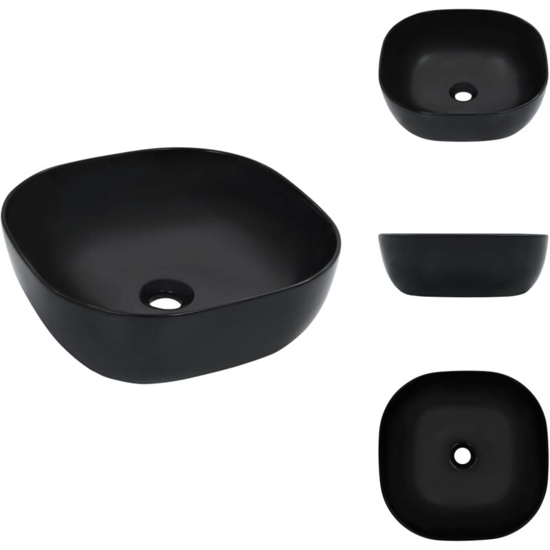 Vidaxl - Waschbecken 42,5 x 42,5 x 14,5 cm Keramik Schwarz - Quadratisches Waschbecken - Badezimmer Waschbecken - Keramik Waschbecken - Schwarzes