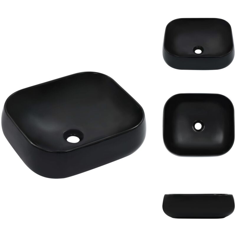 Vidaxl - Waschbecken 44,5 x 39,5 x 14,5 cm Keramik Schwarz - Waschbecken - Keramikwaschbecken - Schwarzes Waschbecken - Badezimmerarmature