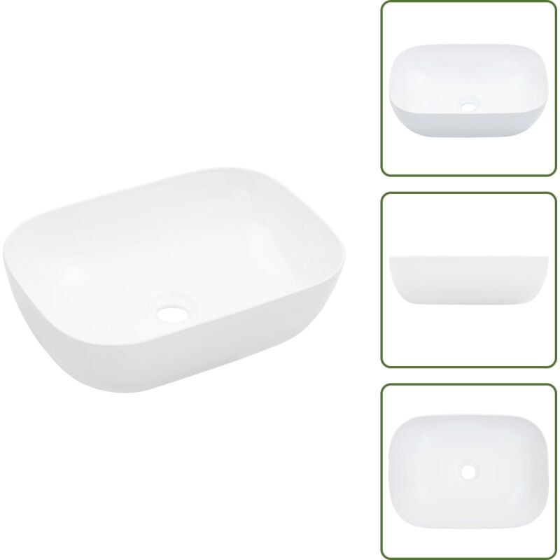 Vidaxl - Waschbecken 45,5 x 32 x 13 cm Keramik Weiß - Waschbecken - Keramikwaschbecken - Aufsatzwaschbecken - Weißes Waschbecken
