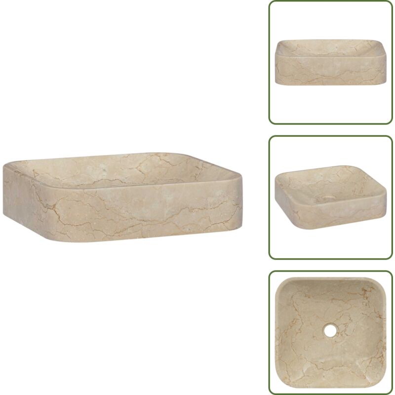 Waschbecken Creme 40x40x10 cm Marmor - Marmor Waschbecken - Cremefarbenes Waschbecken - Handgefertigtes Waschbecken - Badezimmer Waschbecken