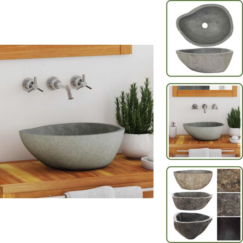 Vidaxl - Waschbecken Flussstein Oval (37-46)x(29-36) cm - Flusssteine Waschen - Ovales Waschbecken - Naturstein Waschbecken - Badezimmer Waschbecken