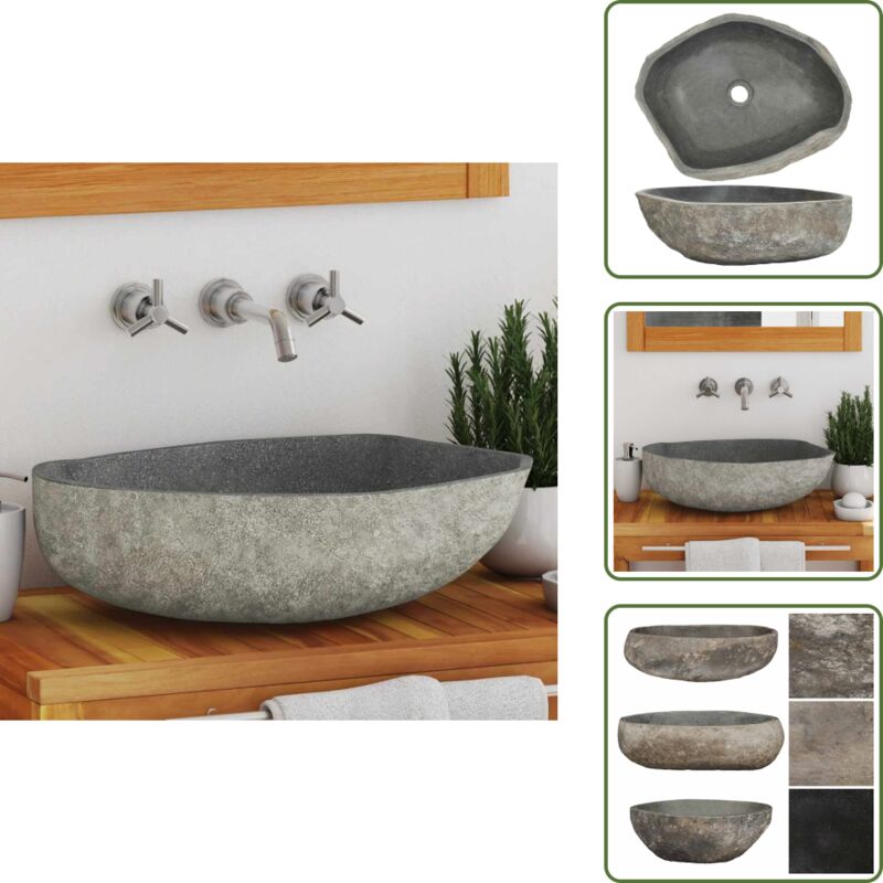 Vidaxl - Waschbecken Flussstein Oval (45-53)x(34-41) cm - Flusssteine Waschen - Ovales Waschbecken - Naturstein Waschbecken - Badezimmer Waschbecken