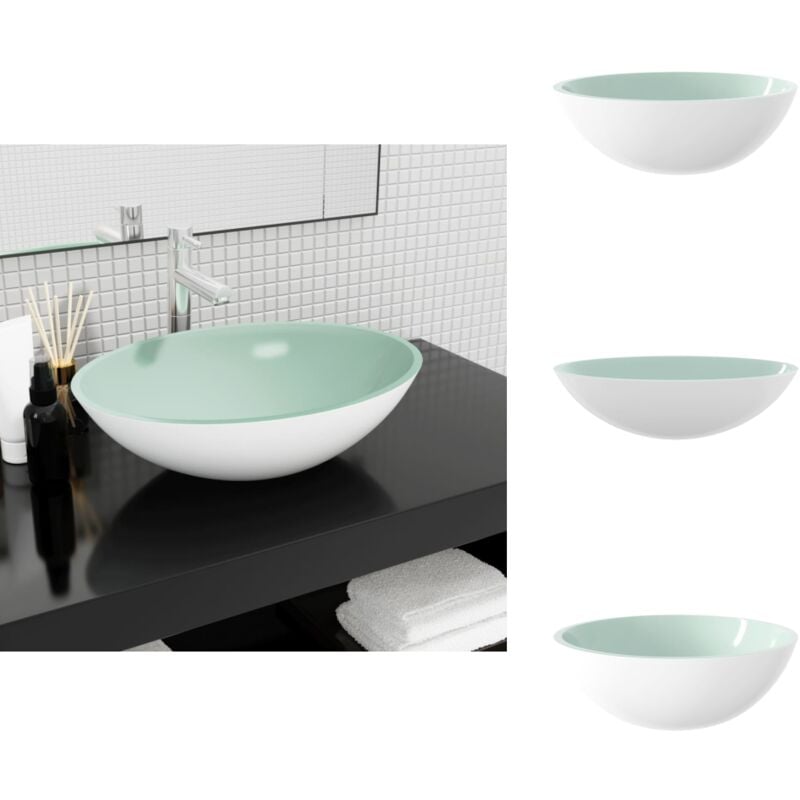 Vidaxl - Waschbecken Glas 50x37x14 cm Weiß - Waschbecken - Glaswaschbecken - Aufsetzwaschbecken - Weißes Waschbecken - Modernes Waschbecken