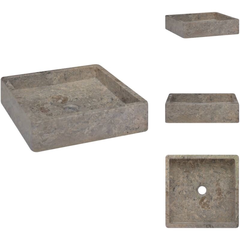 Waschbecken Grau 40x40x10 cm Marmor - Marmor Waschbecken - Graues Waschbecken - Badezimmer Waschbecken - Handgefertigtes Waschbecken - Modernes