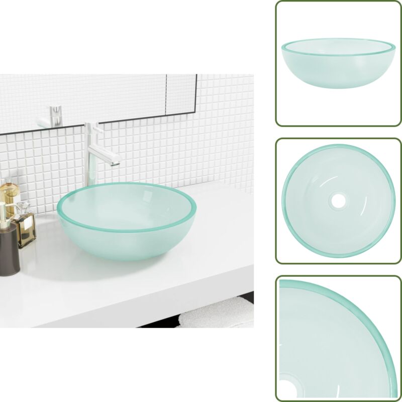 Waschbecken Hartglas 35x12 cm Matt - Badezimmer Waschbecken - Hartglas Waschbecken - Aufsatzwaschbecken - Modernes Waschbecken - Waschbecken Über Der