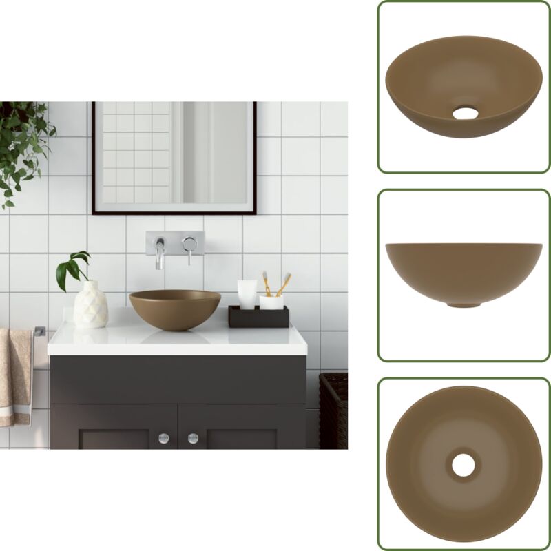 Vidaxl - Waschbecken Keramik Mattcreme Rund - Waschbecken - Keramik-Waschbecken - Rundes Waschbecken - Aufsetzbecken - Matt Creme