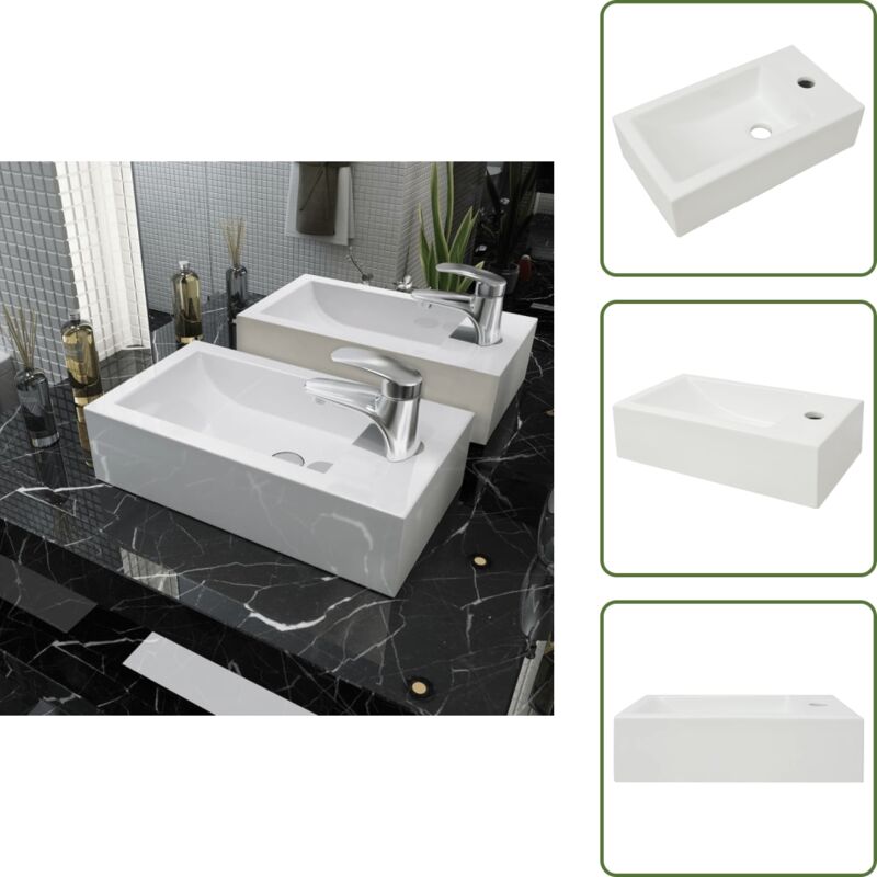 Vidaxl - Waschbecken Rechteckig mit Hahnloch Keramik Weiß 46x25,5x12 cm - Waschbecken - Keramikwaschbecken - Weißes Waschbecken - Aufsetzwaschbecken