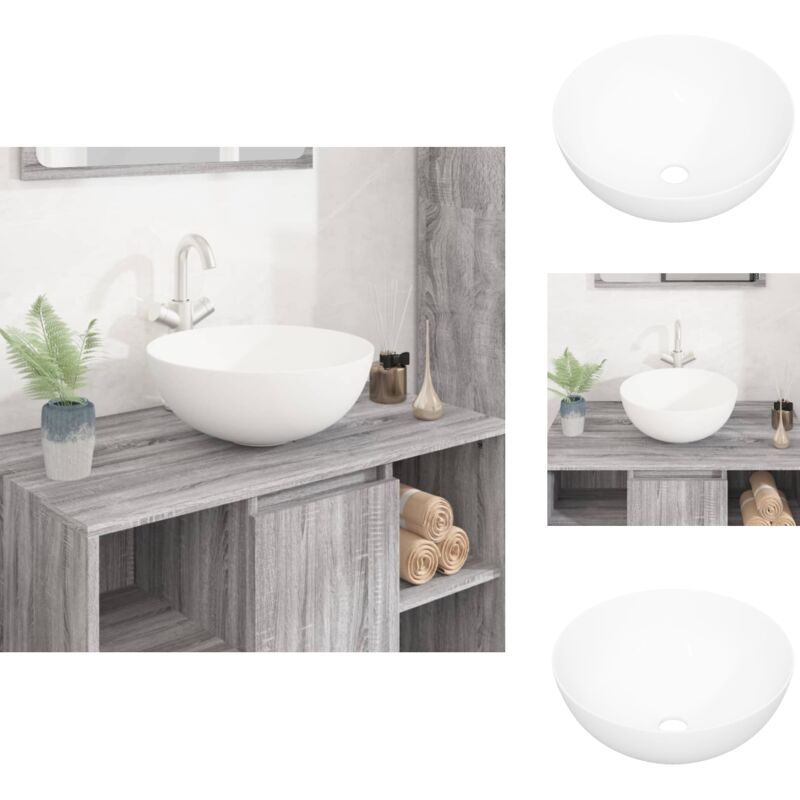 Vidaxl - Waschbecken Weiß 36x15 cm Keramik Rund - Waschbecken - Keramikwaschbecken - Rundes Waschbecken - Weißes Waschbecken - Badezimmerwaschbecken