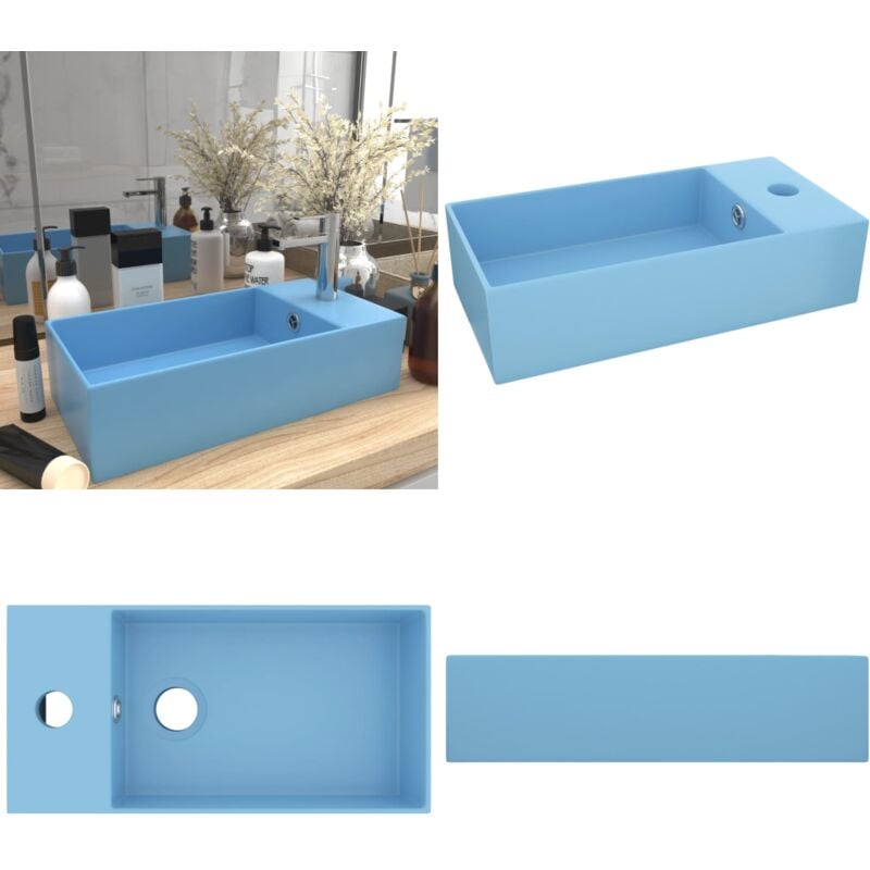 Vidaxl - Badezimmer-Waschbecken mit Überlauf Keramik Hellblau - Waschbecken - Keramik-Waschbecken - Blau - Hellblau - Badezimmer-Waschbecken - Home &